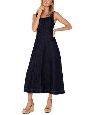 Liverpool Los Angeles Women's Fit Flare Denim Midi Dress