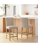 Modern Upholstered 26-Inch Counter Stools with Button Tufted Back, Set of 2-The Pop Home