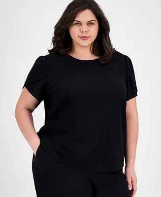 Ak Anne Klein Plus Gathered Tulip-Sleeve Top