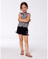 Deux par Big Girls Crinkle Short With Frills Black And Butterflies