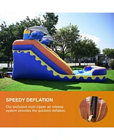JumpOrange Commercial Grade Inflatable 14' Dolphin Splash Xtreme Party Water Slide, 100% Pvc Vinyl With Air Blower