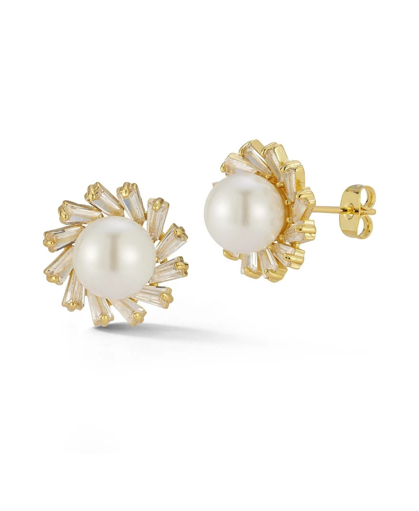 Rachel Zoe Gold Plated Statement Pearl Studs