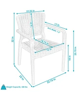 Segonia All-Weather Faux Wicker Plastic Dining Chair - Commercial Grade - Indoor or Outdoor Use - Black - 4 Chairs