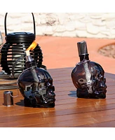 Grinning Skull Glass Tabletop Torches