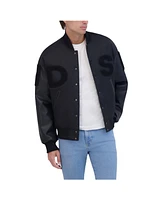 Hudson Jeans Men's Hdsn Logo Varsity Jacket With Leather Sleeves