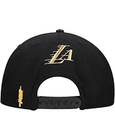 Pro Standard Men's Black Los Angeles Lakers Metallic Logo Pinch Front Adjustable Hat