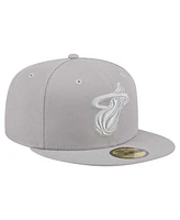 New Era Men's Gray Miami Heat Color Pack 59FIFTY Fitted Hat