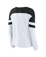 Fanatics Women's White/Black Utah Hockey Club Frozen Notch Neck Long Sleeve T-Shirt