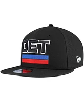 New Era Men's Black Detroit Pistons Jersey Hook Statement Edition 9FIFTY Snapback Hat