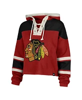 '47 Brand Women's Connor Bedard Red Chicago Blackhawks Superior Lacer Cropped Pullover Hoodie