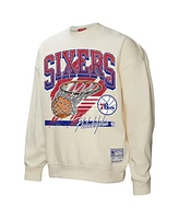 Mitchell & Ness Women's Cream Philadelphia 76ers Brush Bucket Pullover Sweatshirt