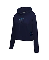 Pro Standard Women's Deep Sea Blue Seattle Kraken Jewels Cropped Pullover Hoodie