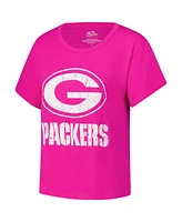 Majestic Women's Jordan Love Pink Green Bay Packers Name Number T-Shirt