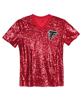 Outerstuff Big Girls Bijan Robinson Red Atlanta Falcons Sequin V-Neck Fashion Jersey