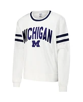 Concepts Sport Women's White Michigan Wolverines Borough French Terry Arch Over Long Sleeve T-Shirt