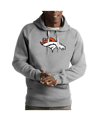 Antigua Men's Heather Gray Denver Broncos Victory Pullover Hoodie