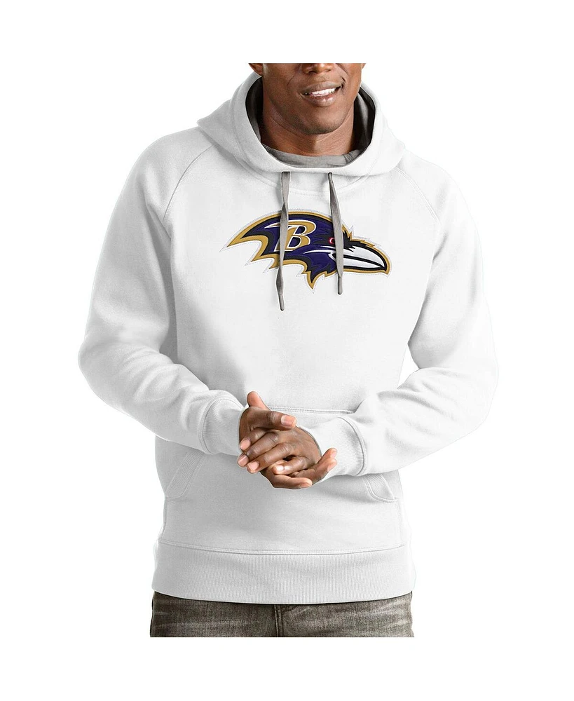 Antigua Men's White Baltimore Ravens Victory Pullover Hoodie