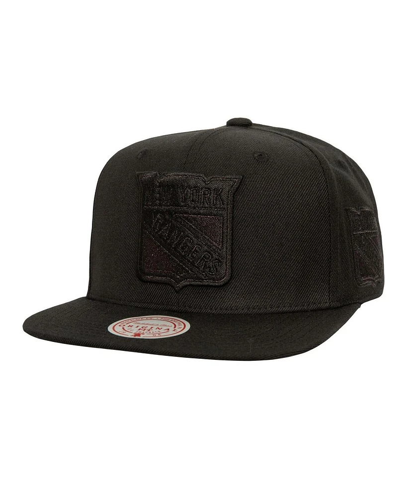 Mitchell & Ness Men's Black New York Rangers Soul Strike Tonal Snapback Hat