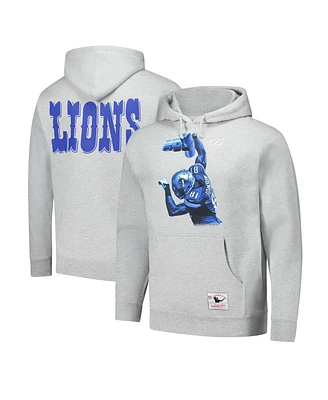 Mitchell & Ness Men's Heather Gray Calvin Johnson Detroit Lions Hall of Fame Player Graphic Pullover Hoodie