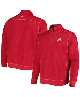 Tommy Bahama Men's Scarlet Ohio State Buckeyes Big Tall Tobago Bay Tri-Blend Quarter-Zip Sweatshirt