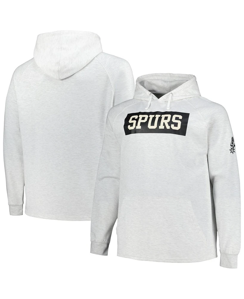 Fanatics Men's Ash San Antonio Spurs Big Tall Raglan Tri-Blend Pullover Hoodie