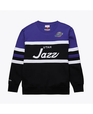 Mitchell & Ness Men's Black/Purple Utah Jazz Hardwood Classics Vintage Logo Head Coach Pullover Sweatshirt