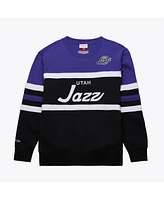 Mitchell & Ness Men's Black/Purple Utah Jazz Hardwood Classics Vintage Logo Head Coach Pullover Sweatshirt