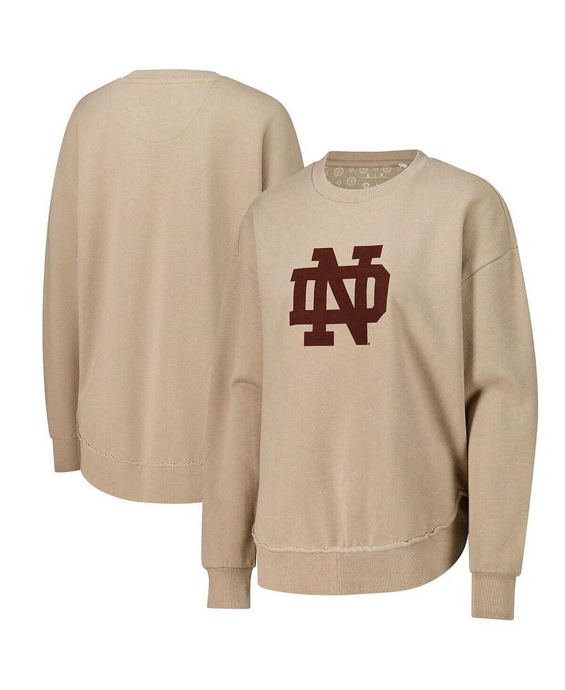 Pressbox Women's Tan Notre Dame Fighting Irish Poncho Fleece Pullover Sweatshirt