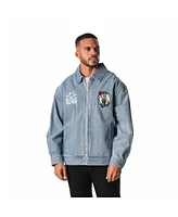 The Wild Collective Men's and Women's Blue Boston Celtics Coaches Full-Zip Denim Jacket