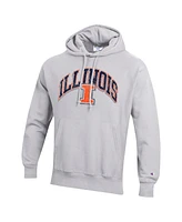 Champion Men's Gray Illinois Fighting Illini Vault Late Night Reverse Weave Pullover Hoodie