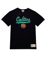 Mitchell & Ness Men's Black Boston Celtics Hardwood Classics Felt Applique Slub T-Shirt