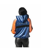 The Wild Collective Women's Blue New York Knicks Velour Full-Zip Track Jacket Hoodie