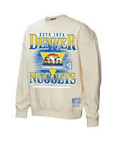 Mitchell & Ness Women's Cream Denver Nuggets Oversprayed Pullover Sweatshirt