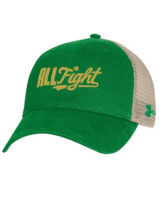 Under Armour Men's Kelly Green Notre Dame Fighting Irish Performance Cotton Trucker Adjustable Hat