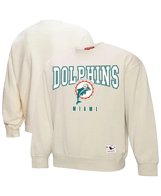 Mitchell & Ness Women's Cream Miami Dolphins Fandom Fleece Pullover Sweatshirt