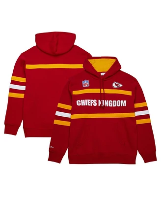 Mitchell & Ness Men's Red Kansas City Chiefs Vintage Logo Head Coach Fleece Pullover Hoodie