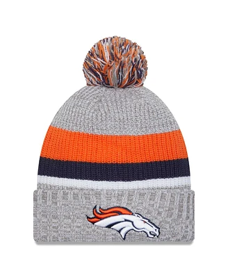 New Era Men's Heather Gray Denver Broncos Cuffed Knit Hat with Pom