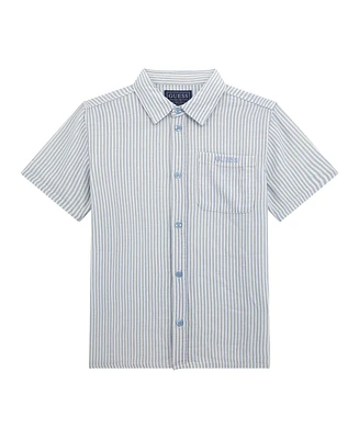 Guess Big Boys Oversize Short Sleeve Printed Woven Shirt