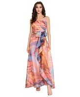 Tahari Women's Ruched-Bodice Sash-Waist Crossover-Skirt Dress