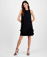Anne Klein Women's Jewel-Neck Rosette-Trim Shift Dress