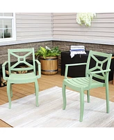 Tristana Plastic Outdoor Patio Arm Chair - Set of - Stackable Seating