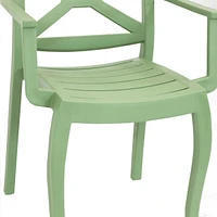 Tristana Plastic Outdoor Patio Arm Chair - Set of - Stackable Seating