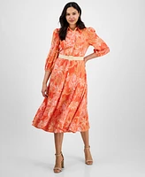 Tahari Asl Women's Paisley Belted Fit & Flare Dress