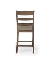 Rustic Farmhouse Upholstered Counter Stools with Natural Wood Frame, Set of 2-The Pop Home