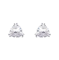 Bling Jewelry Triangle Shape Classic Large Statement 6CT Cz Solitaire Clip On Stud Earrings Rhodium Plated Brass Non Pierced 12MM