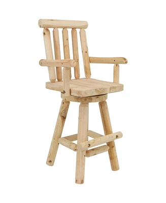 Rustic Bar Stool - Log Cabin Style - Unfinished Wood Construction - 4-Foot