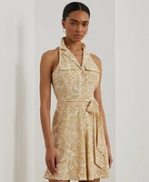 Lauren Ralph Women's Floral Crepe Sleeveless Shirtdress