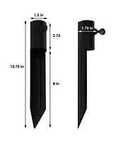 Garden Stakes for Outdoor Lights - Metal Ground Spike for Solar Lights and Live Flame Torches - Steel Torch Stake
