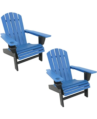 All-Weather Red/White Outdoor Adirondack Chairs with Drink Holders - Set of 2 Heavy Duty Hdpe Weatherproof Patio Chair