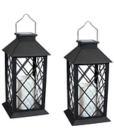 Concord 11-Inch Solar Led Decorative Candle Lantern - Tabletop/Hanging Light - Set of 2 - White